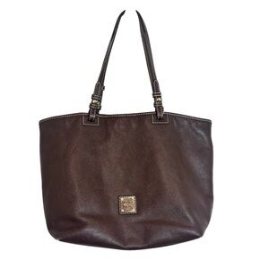 Vintage Dooney & Bourke Chocolate Brown Leather Tote Bag Purse